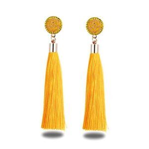 5/$25 Yellow Tassel Fringe Rhinestone Earrings